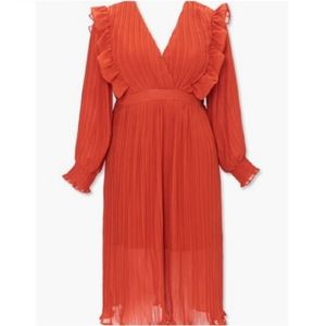 Plus Size Rust Accordian Pleated Dress